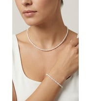 Doğal İnci Kolye Bileklik Set (Beyaz)