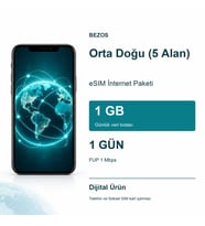 Orta Doğu (5 Alan) eSIM İnternet Paketi Günlük 1 GB 1 Gün - FUP 1 Mbps