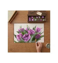 Eflatun Çiçekler Tasarımı 240 parça Ahşap Puzzle Ahşap Kutuda MP00459