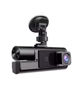 Süper HD 1296P 3 Kameralı Araç İçi Dash Cam - G-Sensör, Geniş Açı (Siyah)