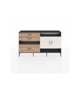 Arges Konsol 4 Raflı 3 Çekmeceli 2 Kapaklı 176x30x99 Antrasit-Aytaşı/Çam