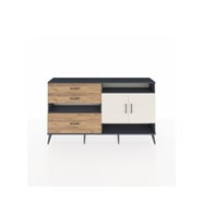 Arges Konsol 4 Raflı 3 Çekmeceli 2 Kapaklı 176x30x99 Antrasit-Aytaşı/Çam