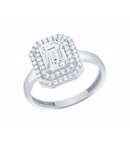 Diamond Line-Gülaylar Beyaz Altın 14 Ayar Baget Yüzük