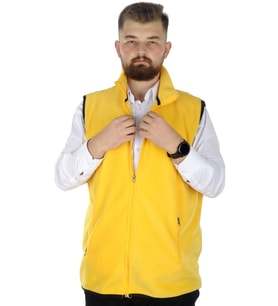 Mode XL Erkek Polar Yelek Dik Yaka Fermuarlı 22549 Sarı