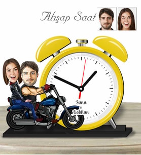 Kişiye Özel Ahşap Saat-Motorcu Sevgili-1