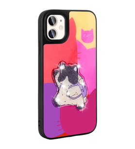 iPhone 11 Kılıf Parlayan Kabartmalı İkonik Figürlü Amas Silikon Kılıf (Mor)