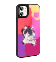iPhone 11 Kılıf Parlayan Kabartmalı İkonik Figürlü Amas Silikon Kılıf (Mor)