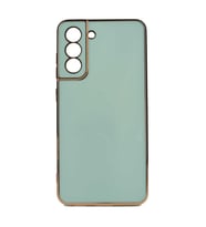 Samsung Galaxy S21 FE Kılıf Kenarları Gold Kamera Korumalı Renkli Pastel Silikon Açık Yeşil BARK (Açık Yeşil)