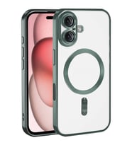 Apple iPhone 17 Kılıf Kamera Lens Korumalı Renkli Magsafe Şeffaf Silikon Koyu Yeşil