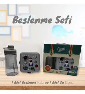 Gri Çocuk Beslenme Kabı SET*İçme şişesi´le* Erken Çocuk*Bölmeli*Bölmeli Beslenme Kutusu