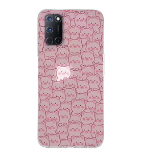 Oppo A52/A72/A92 Uyumlu Cute Pink Pig Tasarımlı Şeffaf Telefon Kılıfı