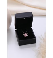 Işıklı Kolye Kutulu Gümüş Zambak Çiçeği Kolye  925 Ayar Gümüş Kolye (Pembe)