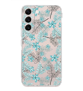 Samsung Galaxy S22  Kamera Korumalı Kapak Floral Su Yeşili Tasarımlı  Şeffaf  Kılıf