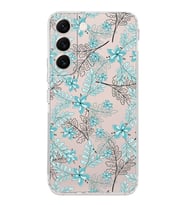 Samsung Galaxy S22  Kamera Korumalı Kapak Floral Su Yeşili Tasarımlı  Şeffaf  Kılıf