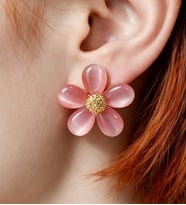 Premium Pembe Çiçek Şekilli Kadın Küpe Çift Adet El Yapımı Küpe