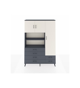 Arges Dolap 9 Raflı 6 Çekmeceli 3 Kapaklı 132x30x195 Antrasit-Aytaşı/Antrasit