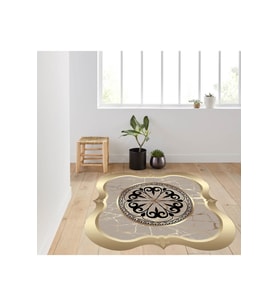 Eliana Home Baskılı, Yıkanabilir Kaymaz Taban Yuvarlak Halı LNA7286-SD797 120x120 cm (Bej)