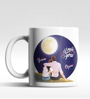 Kişiye Özel I Love You Tema Beyaz Kupa