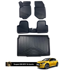 Peugeot 208 2020 3D Havuzlu Paspas Ve Bagaj Havuzu İkili Set
