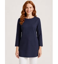 Kadın Lacivert Çizgili Oversize Bluz