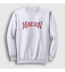 Presmono Unisex Beyaz Round Logo Band Maneskin Sweatshirt 362381tt (Beyaz)