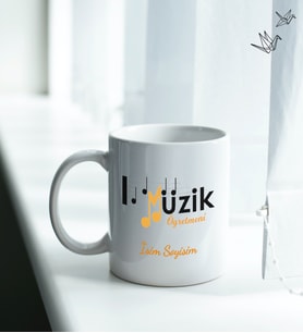 Müzik Öğretmeni Temalı Kişiye Özel İsim ve Fotoğraf Baskılı Kupa Bardak No:001