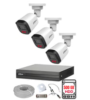 DAHUA 3 Kameralı Gece Görüşlü Su Geçirmez FULL HD Güvenlik Kamerası Seti 500GB
