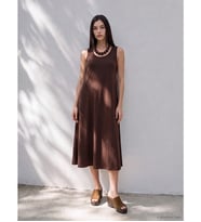 LCW Curve Kahverengi Büyük Beden Bisiklet Yaka A Kesim Elbise