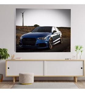 Yakın Çekim Mavi Renkli Audi Araba Dekoratif Kanvas Tablo