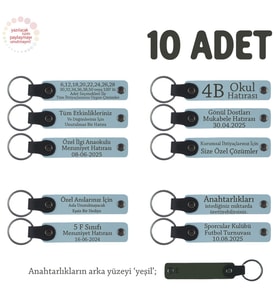 Gök Mavi & Yeşil, Turnuvalar İçin Üzerine İsim Ve Özel Mesaj Yazılabilen, 10'lu Anahtarlık Set (Gök Mavisi)