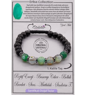 Sertifikalı AAA+ Kalite Gerçek Obsidyen - Yeşil Akik Taşı Bileklik