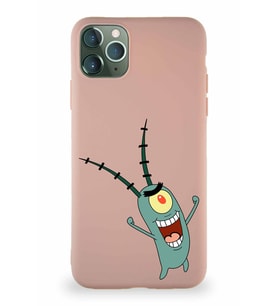 Apple iPhone 11 Pro Max Soft Premier Kapak Plankton Tasarımlı Silikon Kılıf - Pudra (Şeffaf)