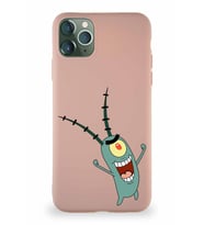Apple iPhone 11 Pro Max Soft Premier Kapak Plankton Tasarımlı Silikon Kılıf - Pudra (Şeffaf)