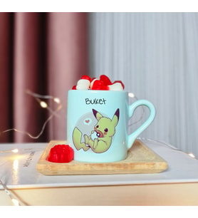 Pikachu Tasarımlı Kişiye Özel Yeşil Türk Kahvesi Fincanı