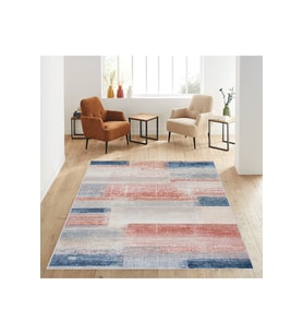 Rovigo Home Dijital Baskı Yıkanabilir Kaymaz Taban Salon Halısı RVG0591 (Mavi)