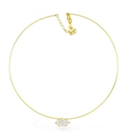 Markiz Choker Gümüş Kolye – 925 Ayar, Zirkon Taşlı, Altın Kaplama (MS3845)