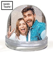 Kendin Tasarla  Çift Fotoğraflı Kar Küresi