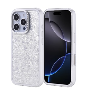iPhone 16 Pro Kılıf Taşlı Tasarım Kapi Kılıf (Gümüş)