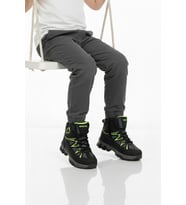 Ayakmod Siyah Gri Polarlı Kaymaz Unisex Çocuk Outdoor Bot 2301 F (Siyah-Gri)