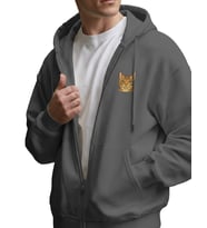 Bengal Kedi Baskılı Fermuarlı Hoodie – Kadın Regular Fit