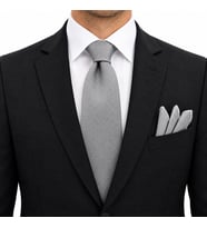 Brianze 8 Cm Gri Siyah Nokta Desen Kravat Mendil Set