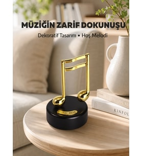 Altın Nota Figürlü Dönen Müzik Kutusu Dekoratif Music Box Yeni Nesil