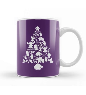 Lilo and Stitch Christmas Tree Silhouette Kupa Bardak Porselen