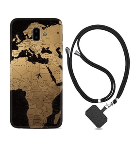 Samsung J6 Plus J7 Prime J7 Pro M20 Kılıf Boyun Askılı Silikon Map Planet 1656