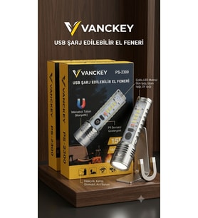 VANCKEY 15W USB Şarjlı Mıknatıslı LED Çalışma El Feneri 150 Lümen Kamp Feneri