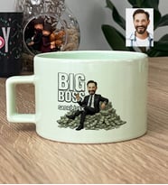 Kişiye Özel Karikatürlü Erkek Patron Lüks Pastel Fincan Doğum Günü Hediyesi