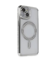 Apple İphone 13 Kılıf Joke Simli Magneticsafe Kılıf - Gümüş