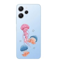 Xiaomi Redmi 12 Uyumlu Uyumlu Deniz Anası ve Mantar Tasarımlı Şeffaf Telefon Kılıfı