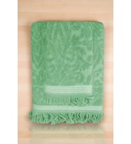 2 Parça Jakarlı Banyo Havlu Takımı %100 Pamuklu 90x150 Cm Arden Yeşil