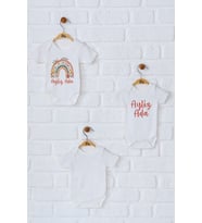 Pia Baby Premium %100 Pamuk İsme Özel Organik Baskılı Üçlü Set Çıtçıtlı Bebek Body Zıbın Modelleri 5022-18 (Ekru)